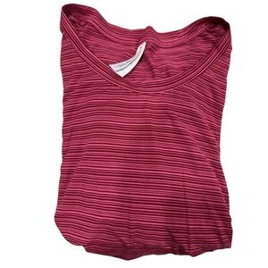 Athleta Rose Stripe V-Neck Long Sleeve Tee